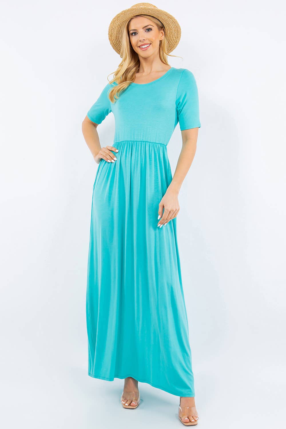 Celeste Clothing - Wholesale Dress - Women's - PLUS SIZE MODEST MAXI DRESS WITH POCKETS -CD23411T-PL6