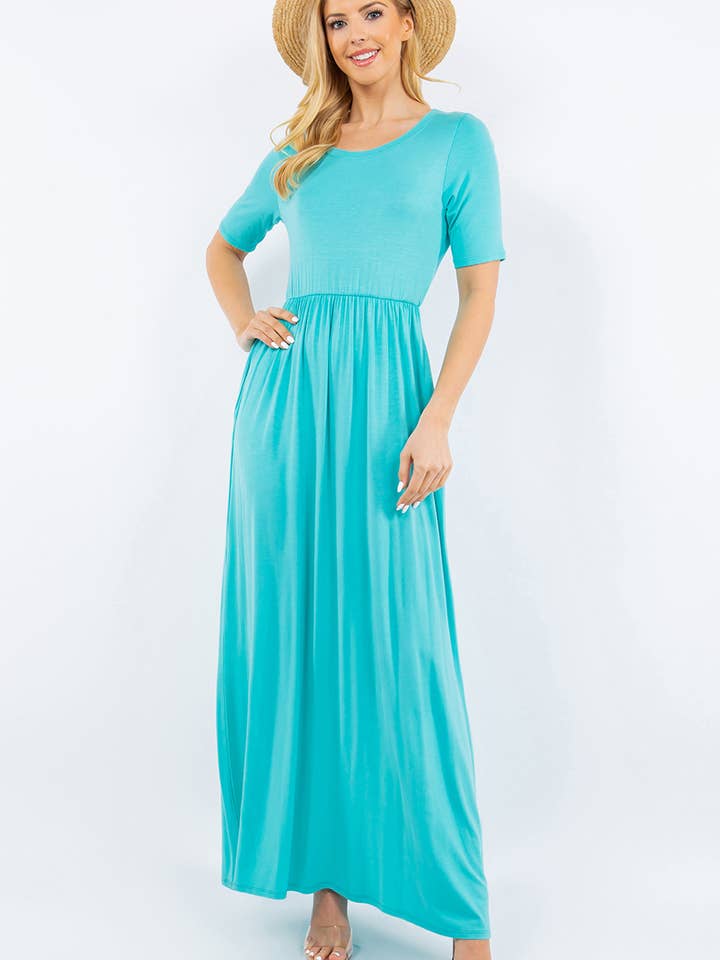 Celeste Clothing - Wholesale Dress - Women's - PLUS SIZE MODEST MAXI DRESS WITH POCKETS -CD23411T-PL6