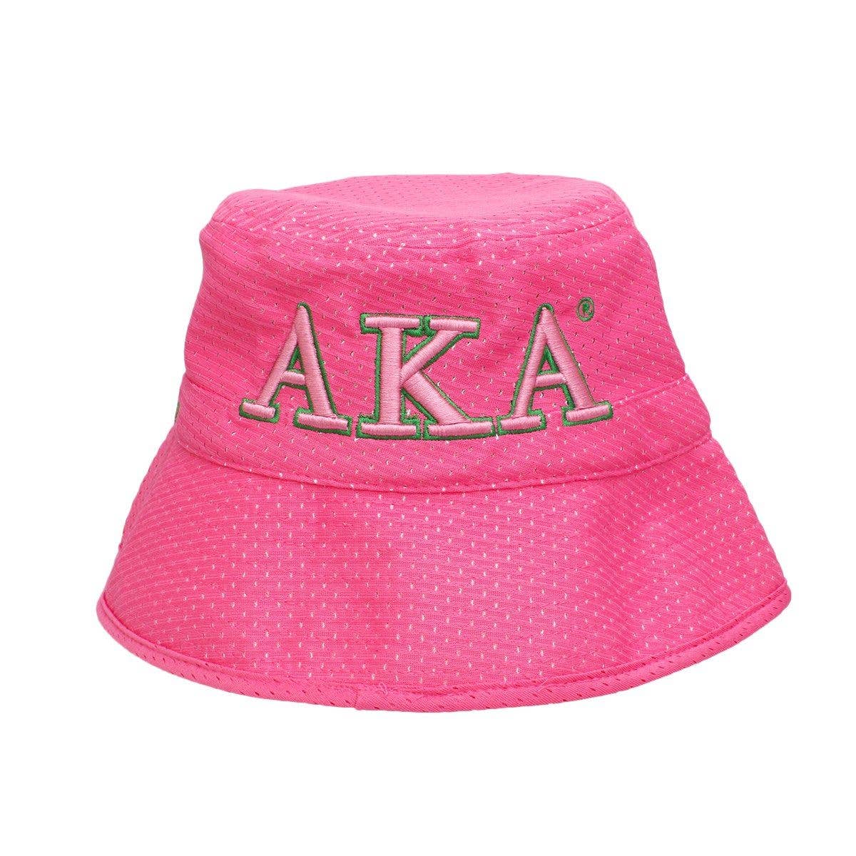 AKA Sorority Pink Mesh Embroidered Bucket Hat for wholesale on Faire2
