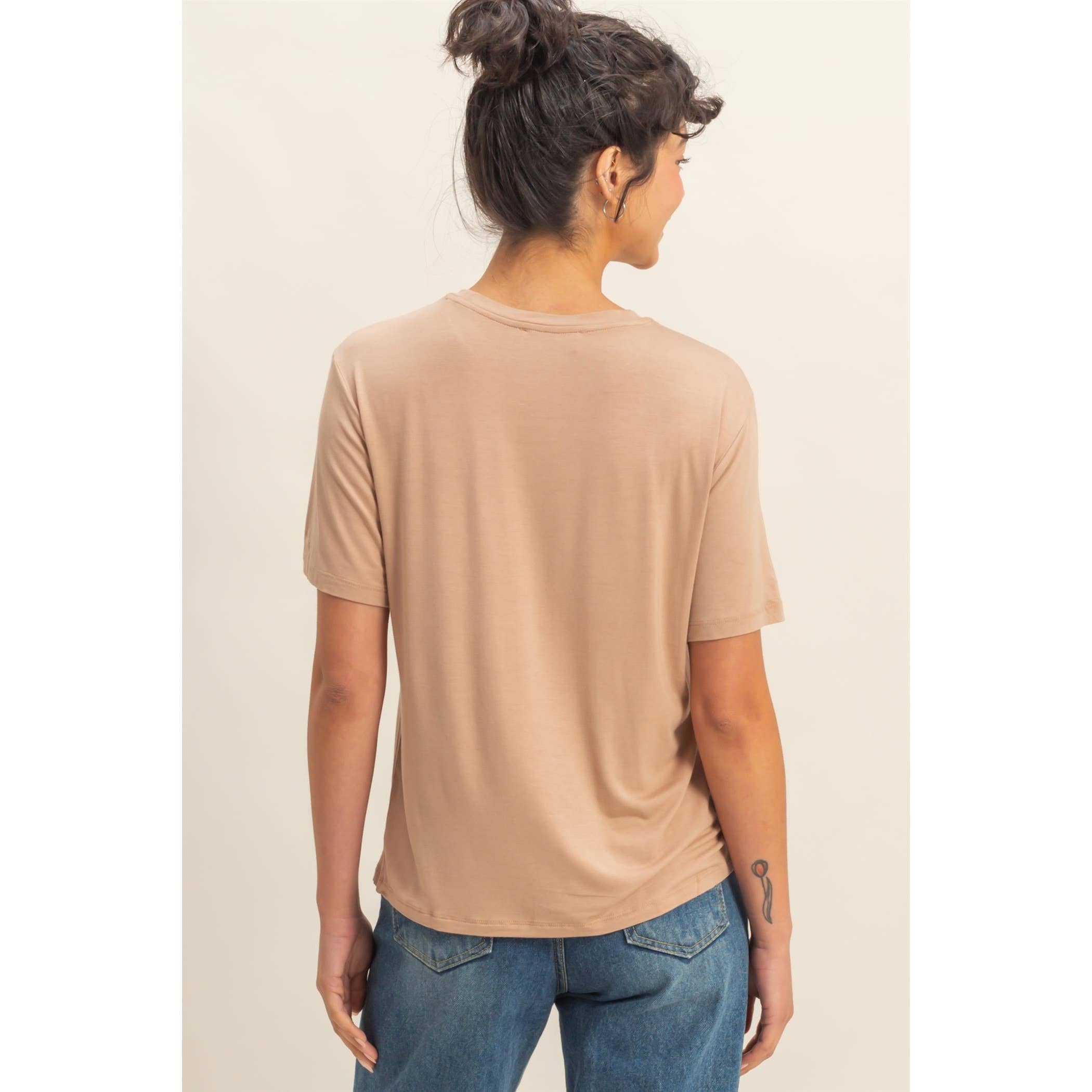 Double Zero - Venta al por mayor Camiseta - Mujer - Top clásico de cuello redondo con bolsillo y manga corta17