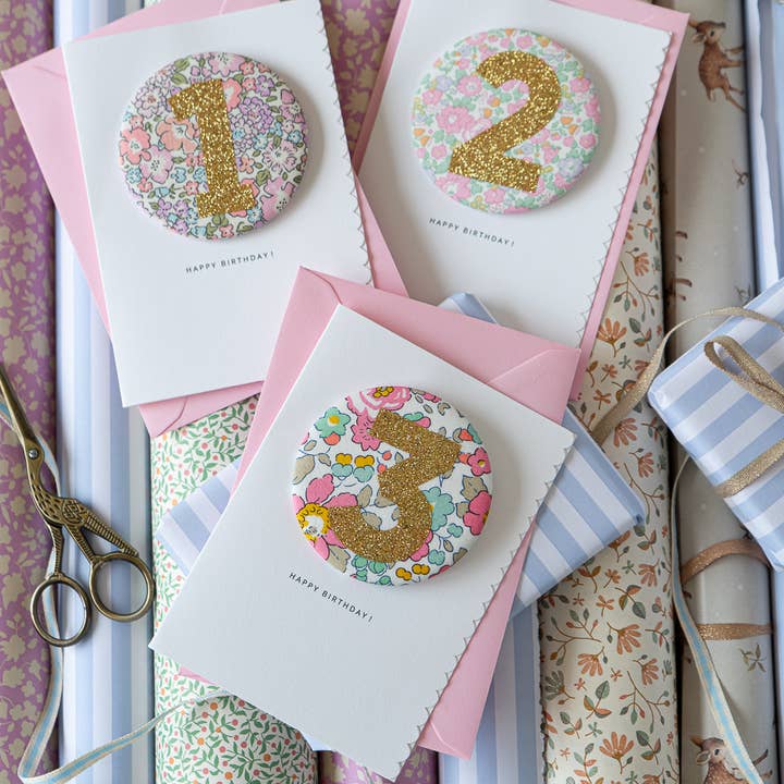 The Charming Press - Vente Cartes d'anniversaire - Badge d'anniversaire Âge 2 - Tissu Liberty Betsy Ann5
