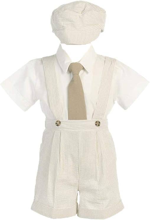 iGirlDress - Wholesale Clothing Set - Baby - Little Boy's Cotton seersucker suspender shorts2