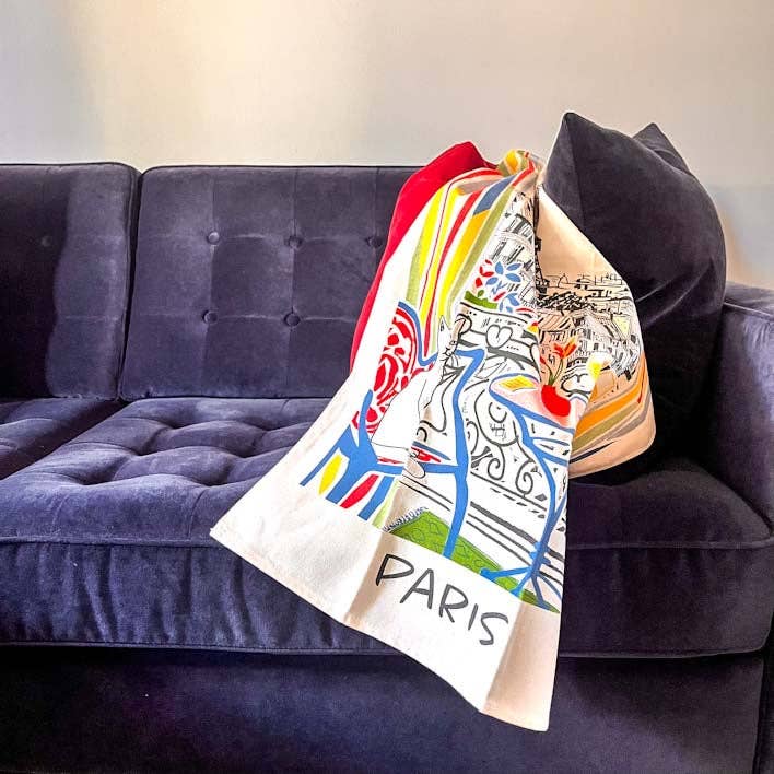 Torchon français "Fenêtre sur Paris" pour la vente par Clémentine Boutique