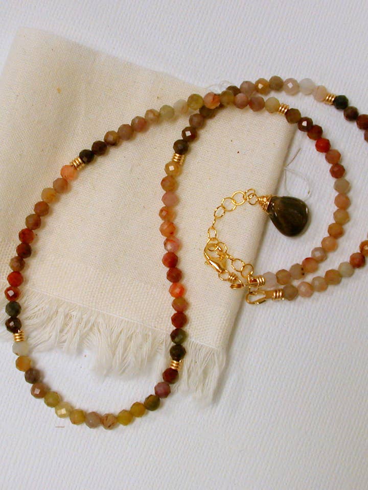 Rainbow Agate Gemstone Strand Necklace. Layering Necklace for wholesale by Linda Trent Jewelry