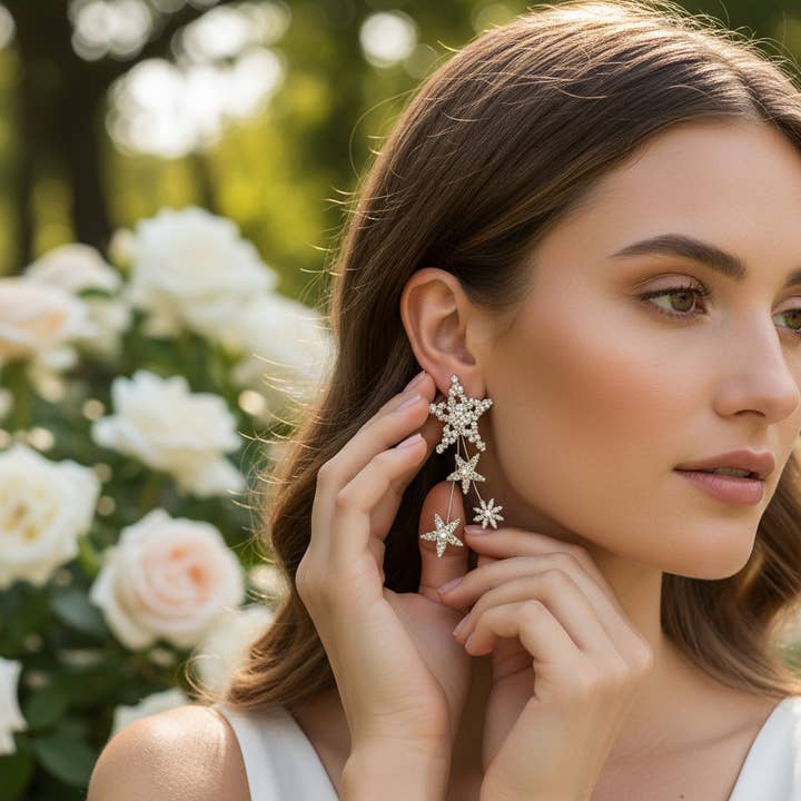 COLLEZIONE ATHENA - ORECCHINI CRYSTAL STARBURST - ER922 per la vendita all'ingrosso da parte di Athena Bridal Jewellery