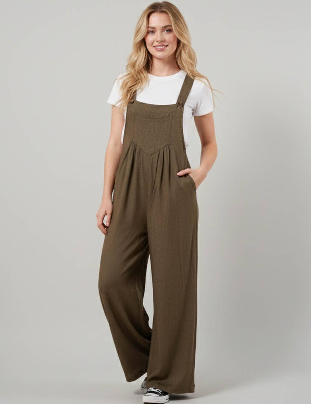 Sweetkama - Wholesale Overalls - Women's - Solid Color Botton Strape Overalls Daily Jumpsuit SKJ23571