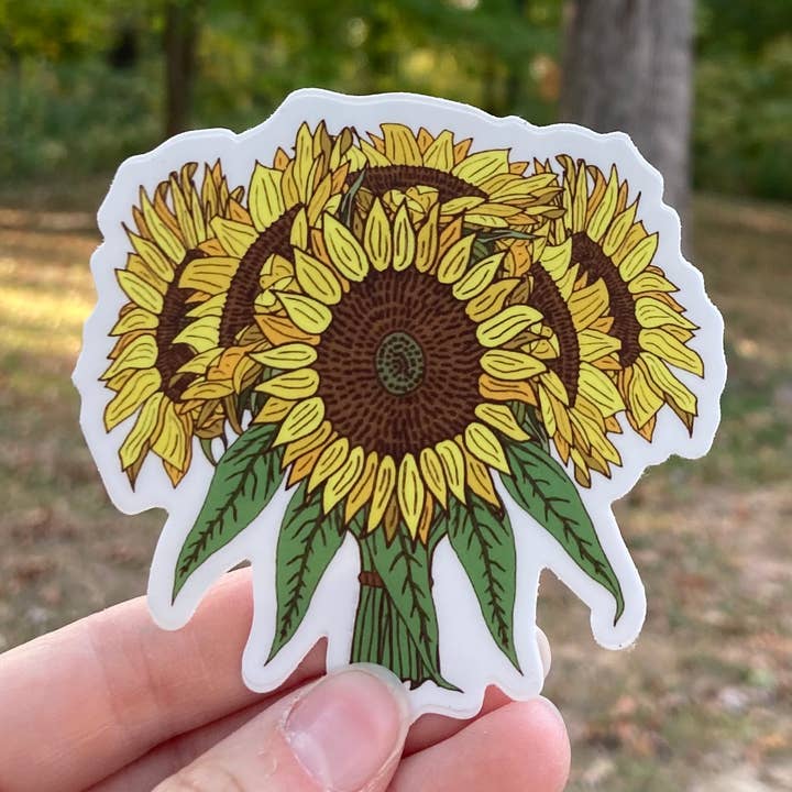 Sunflower Bouquet Vinyl Sticker - Nature Artist for wholesale by Inventus Art