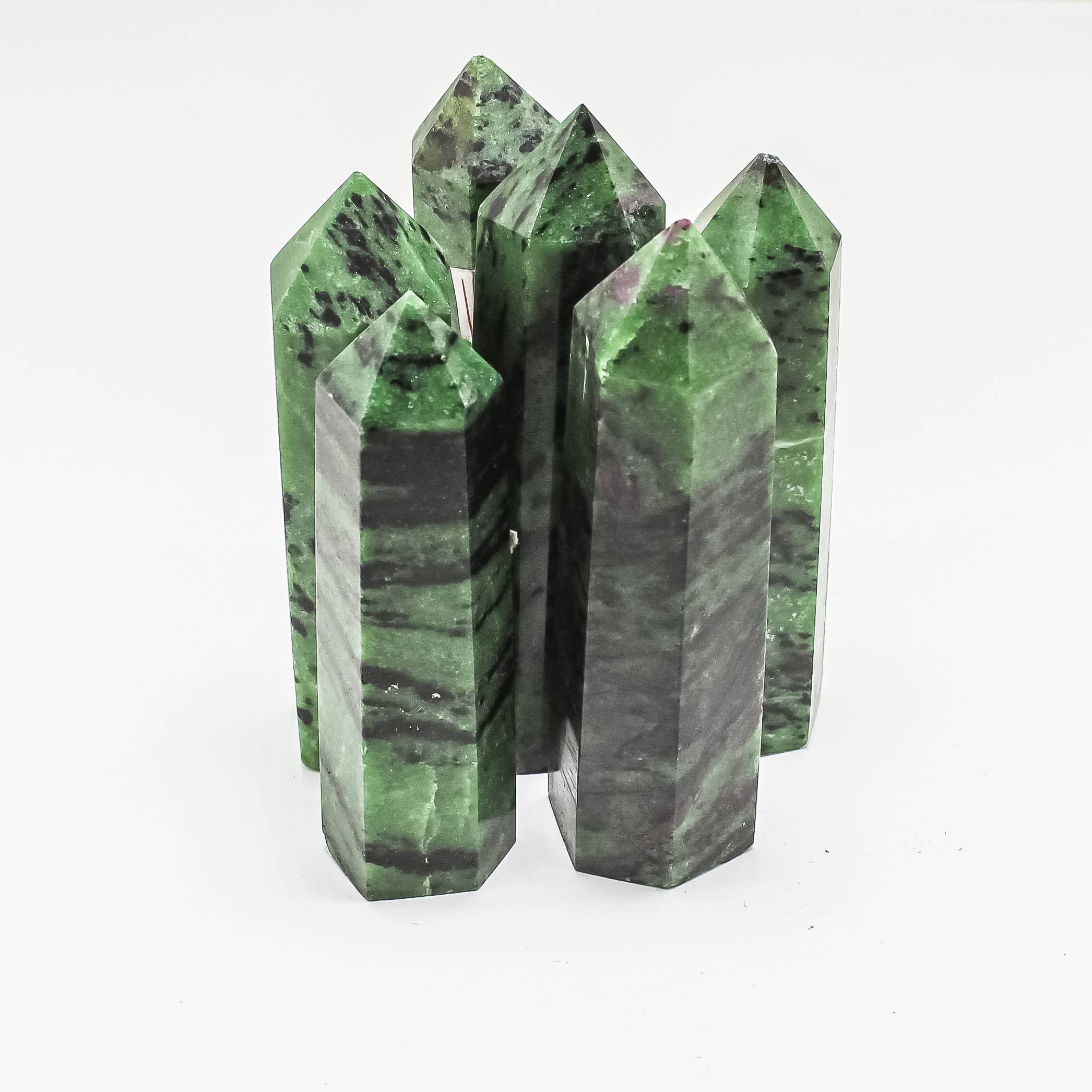 Quasar Gems USA – wholesale Spiritual stone/crystal – Ruby Zoisite Tower Obelisk 6 sided  1