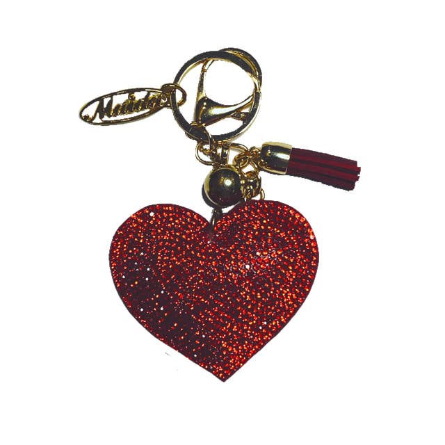 RED HEART RHINESTONE KEY CHAIN for wholesale by Maida Designs
