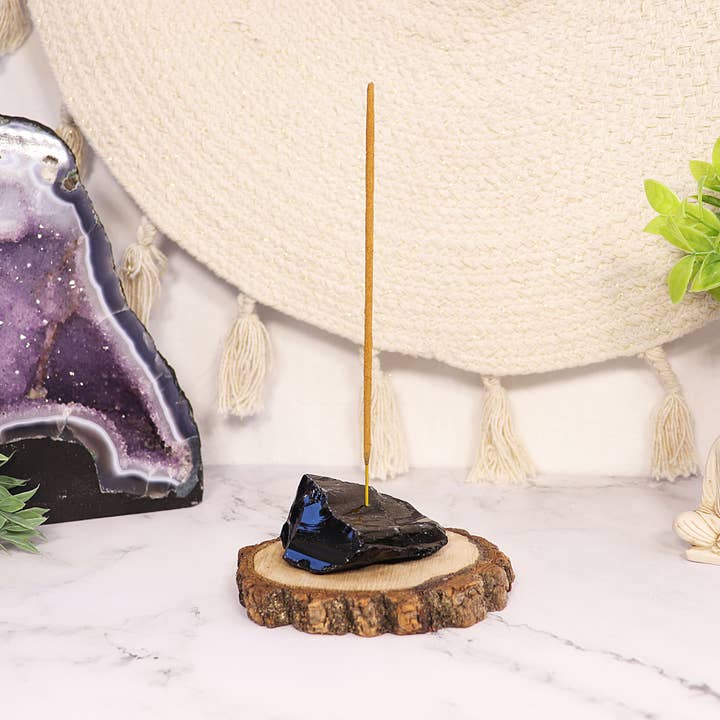 Natures Artifacts Inc - Wholesale Wierookhouder - Zwarte Obsidiaan wierookstokhouder - Zwarte Obsidiaan wierook