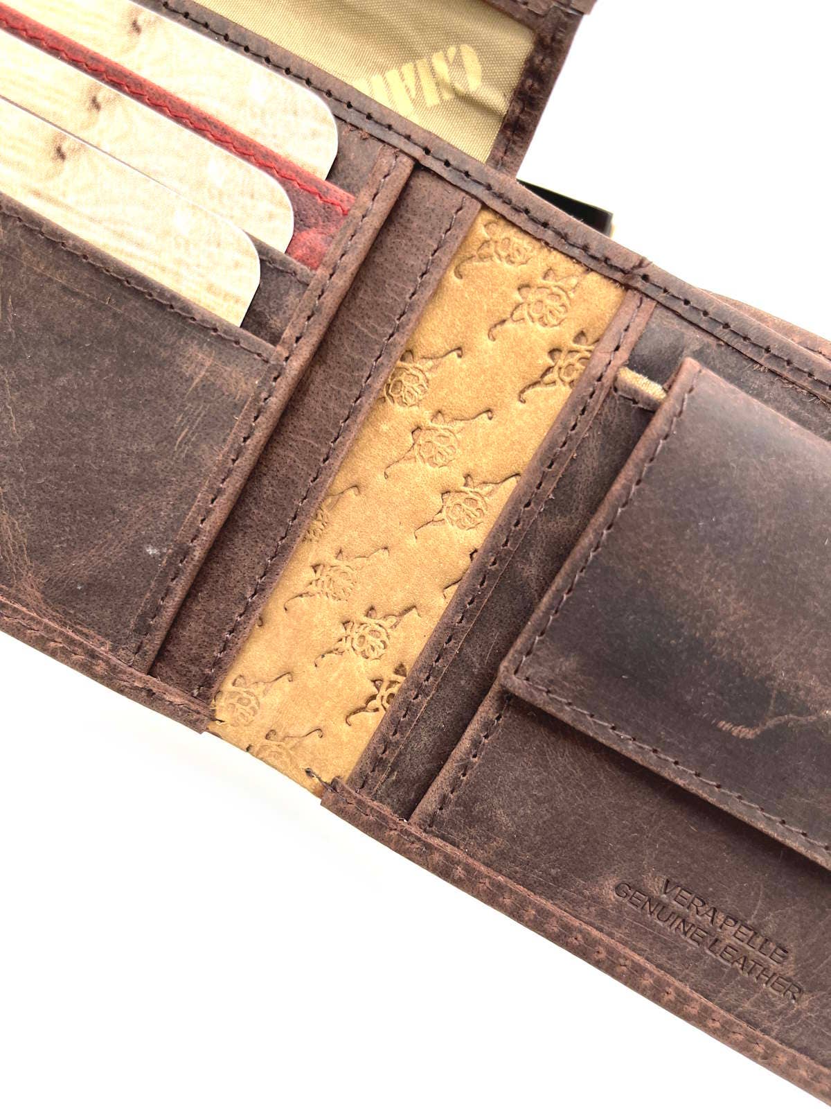 Suie Valentini srl – Engroshandel Tegnebog – til mænd – Ægte læder tegnebog, vintage effekt, kunst. HU-411236