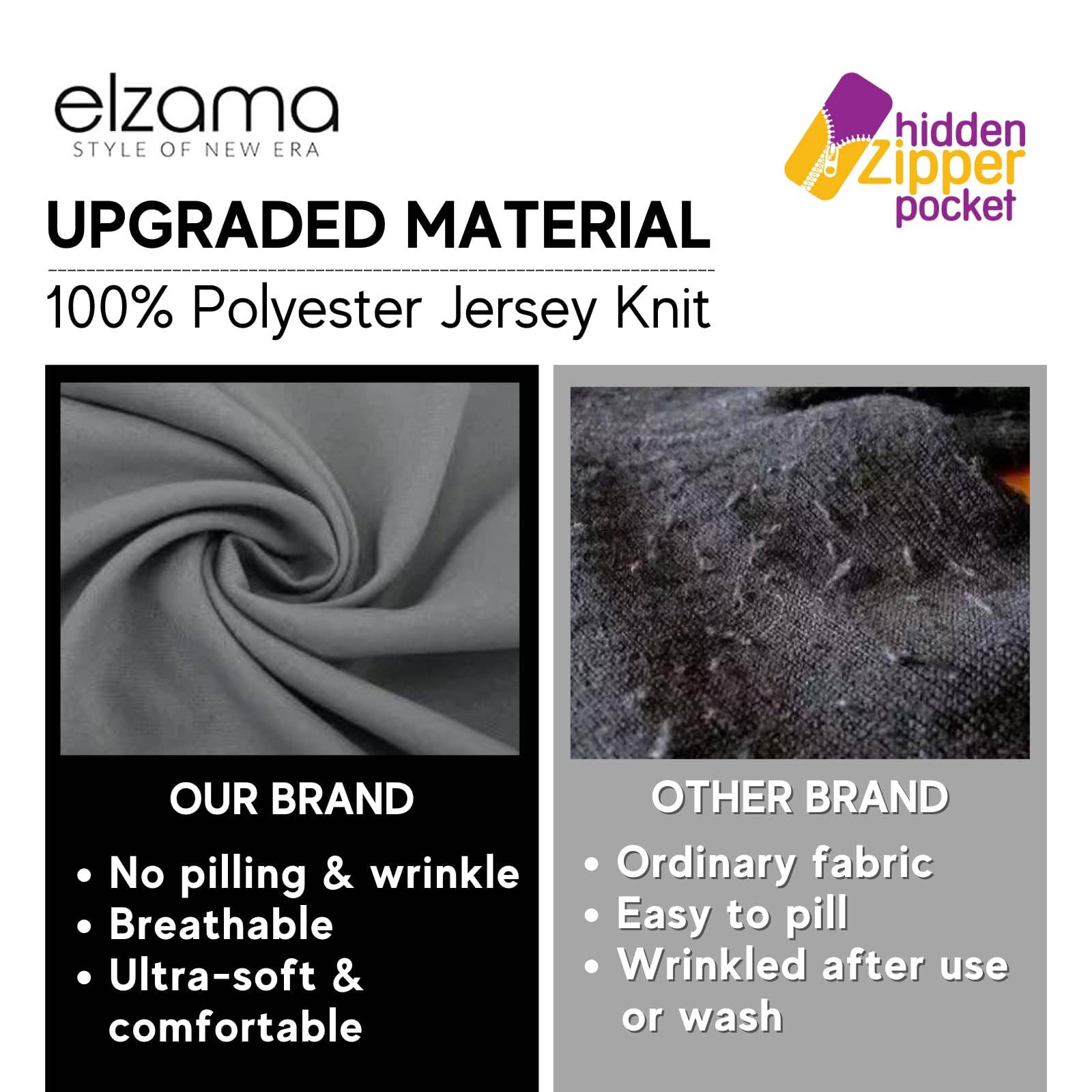 Elzama - Wholesale Scarf - Women's - ELZAMA Solid Color Infinity Scarf with Hidden Zipper Pocket3