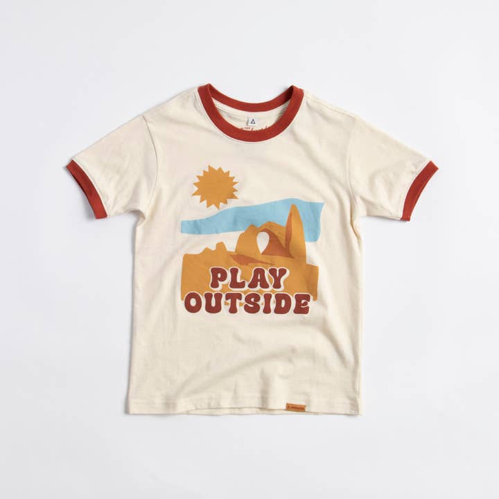 Play Outside Youth Short Sleeve Ringer Tee for wholesale by The Landmark Project