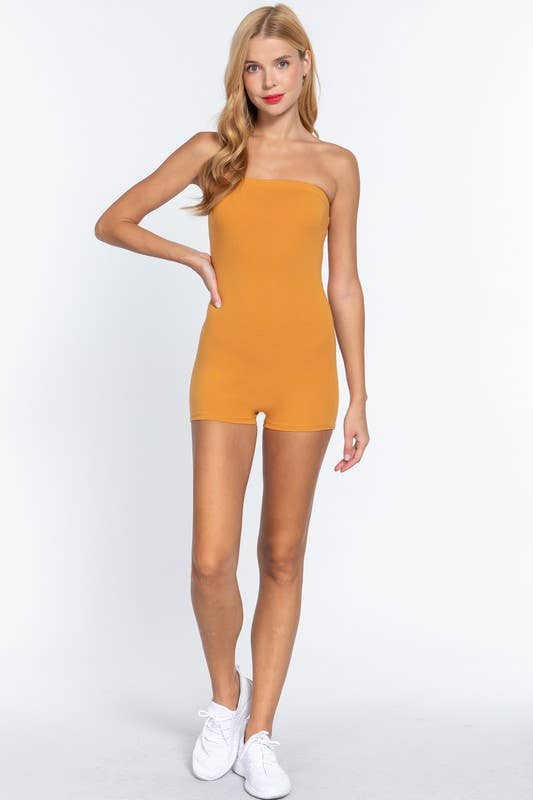 Active Basic | Active USA - Vendita all'ingrosso Tutina - Donna - Pagliaccetto in cotone spandex con tubo Bodycon senza spalline30