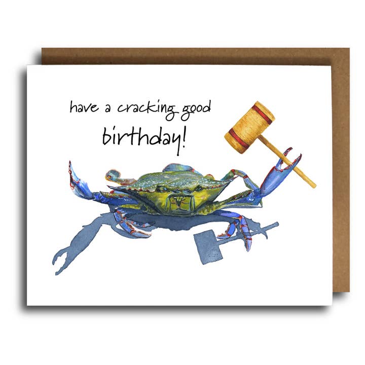 Cartão de Aniversário Caranguejo Azul | Engraçado Tema Náutico por atacado de Nicole Leah Designs