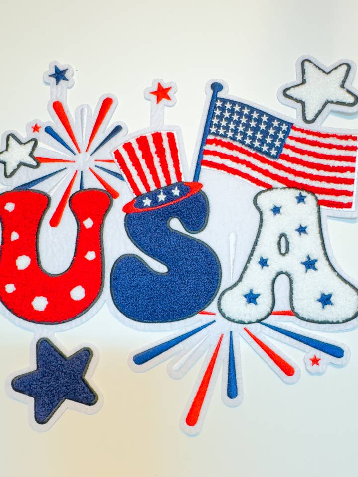 USA Chenille Patch for wholesale by Magen Made Designs