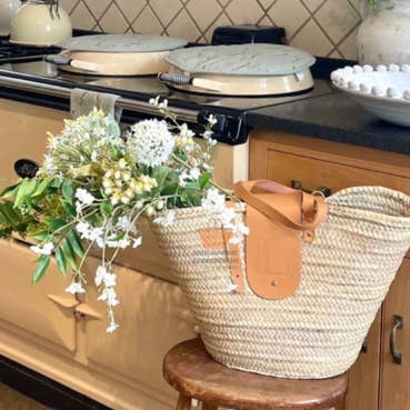 MIRAMAR Store - Wholesale Beach Bag - Leather-Handled Palm Leaf Shoulder Basket (With Closure)1