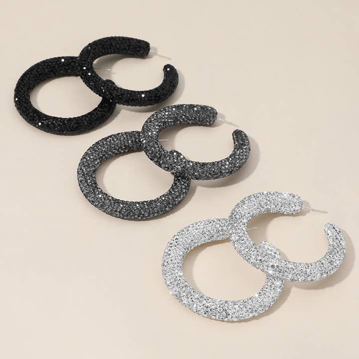 Sterling Silver Post Rhinestone Studded Hoop Earrings
for wholesale by Sensibling Corp.