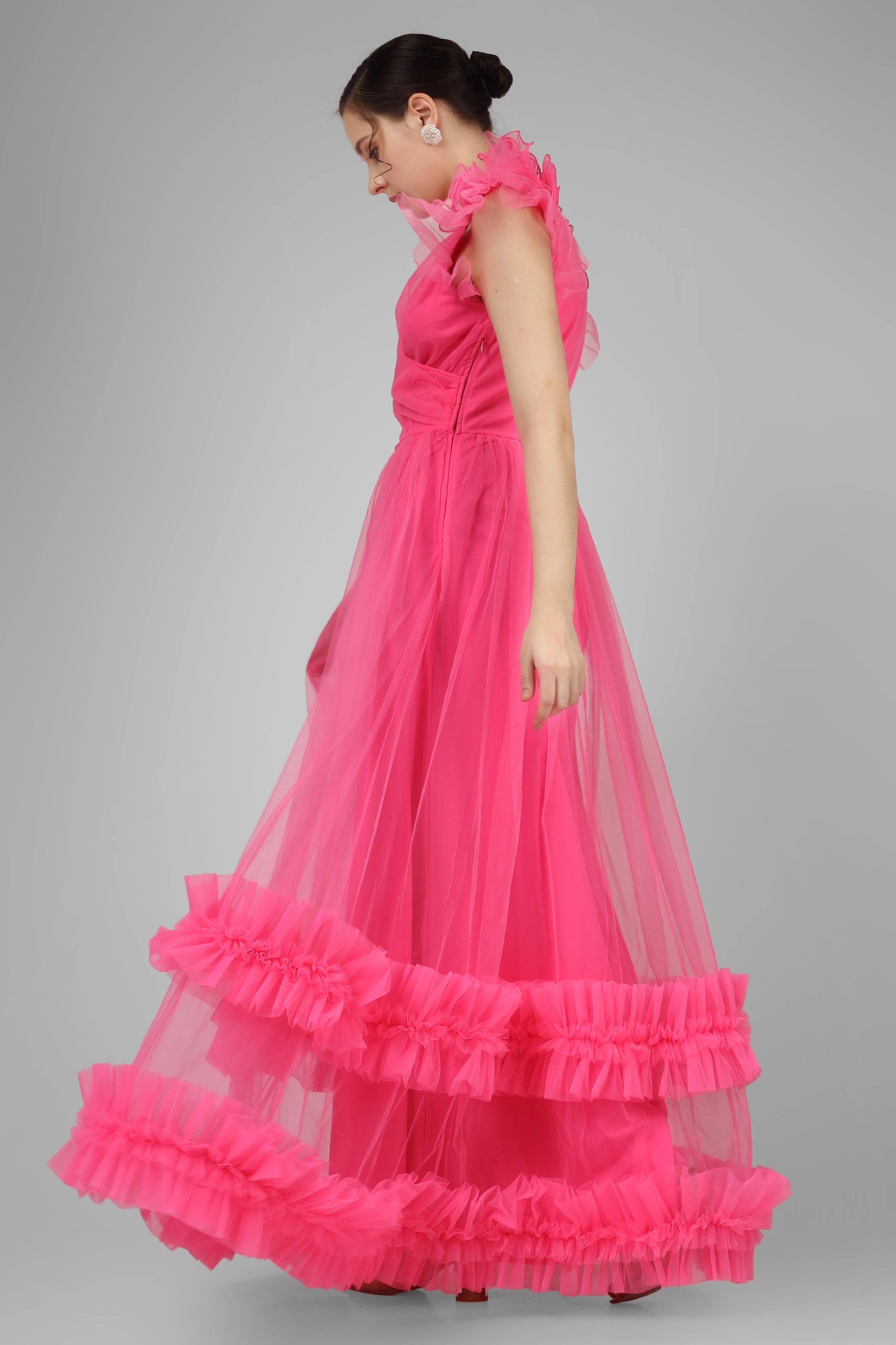 Nova Pink Tulle Corsage Maxi Dress for wholesale on Faire6