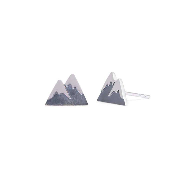 Nina Designs - Wholesale Stud/Post Earrings - Silver or Bronze Snow Cap Mountain Post Earrings 7x11mm