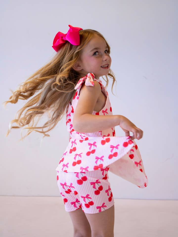 Babydoll Tee & Shorts Set- Cherry Pop for wholesale by Wild Luxe
