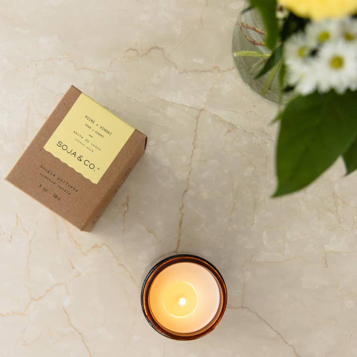 SOJA&CO.® - Wholesale Jar/Filled Candle - Soy Wax Candle | Pear + Hinoki