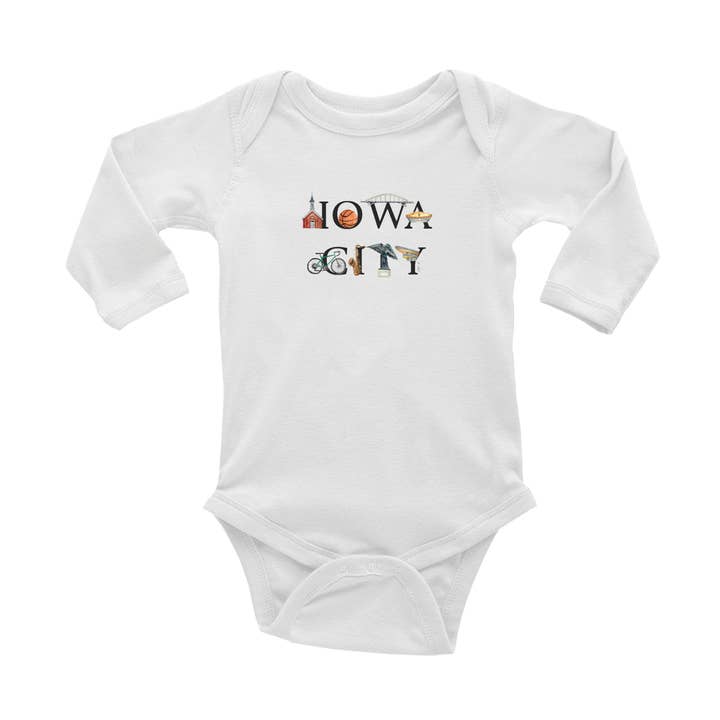 Iowa City baby romper met lange mouwen voor wholesale door Tina Labadini Designs
