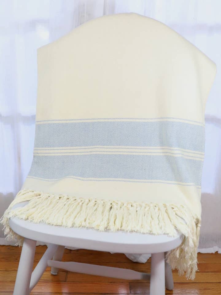Throw Blanket in Blue Stripes for wholesale by Passion Lilie