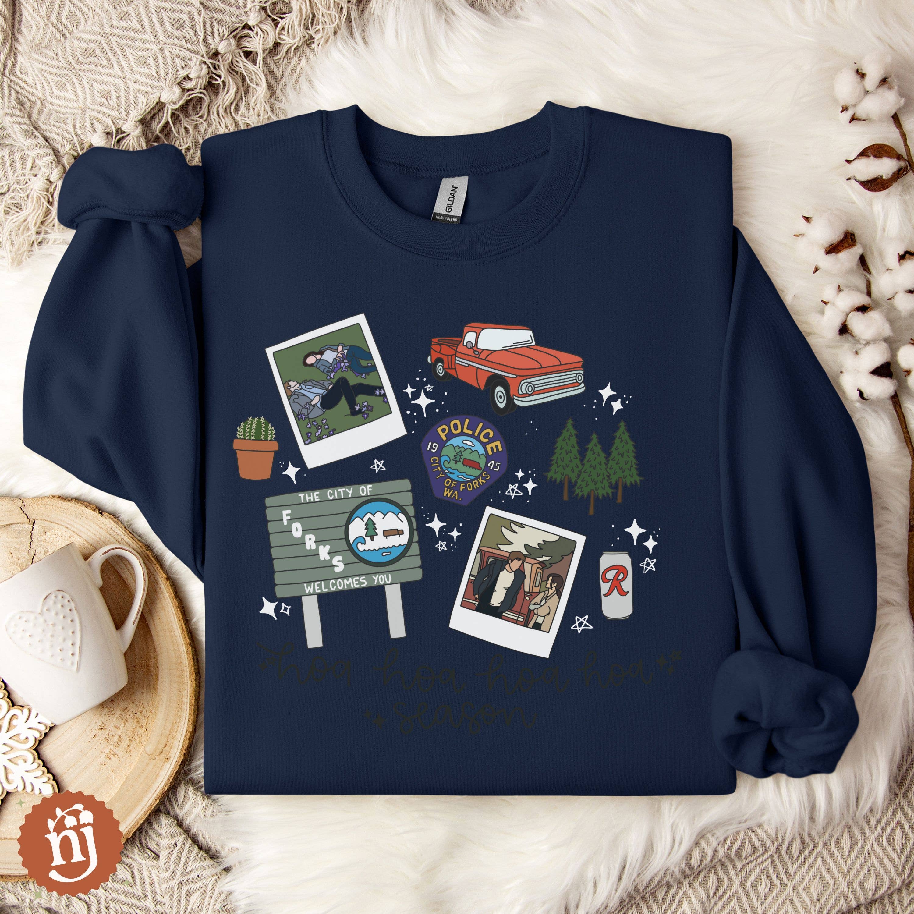 Nearly June Design Co – Sweatshirt - Unissexo por atacado – Camisola de Outono Hoa Hoa Hoa Crepúsculo4