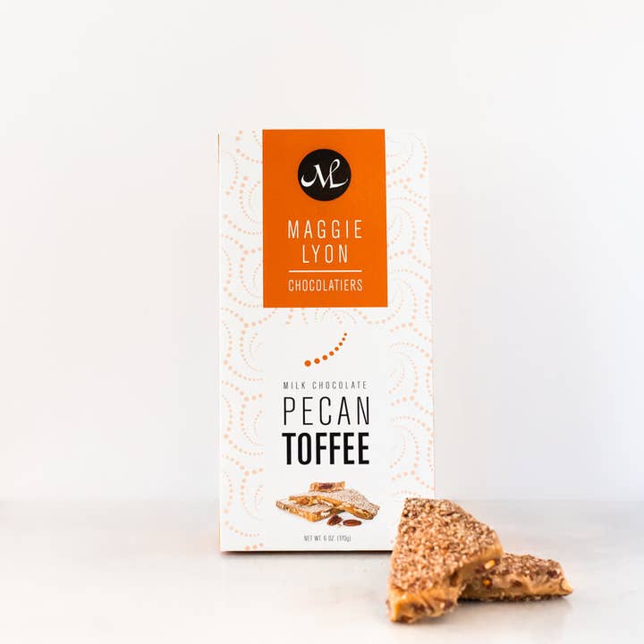 6oz Milk Chocolate Pecan Toffee for wholesale by Maggie Lyon Chocolatiers