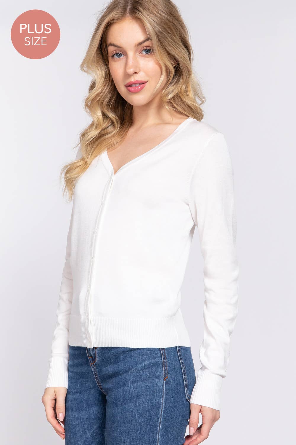 Active Basic | Active USA - Vendita all'ingrosso Cardigan - Donna - [TAGLIA FORTE] Cardigan Maglione con Scollo a V e Bottoni a Maniche Lunghe29