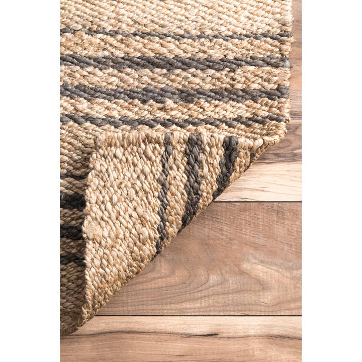Natural Sycamore Striped Jute Area Rug for wholesale on Faire5