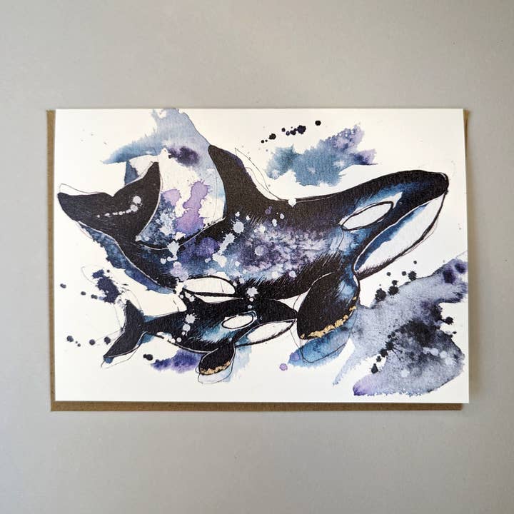 Bare fortsæt med at svømme“ Orca-kort for engroshandel hos Tori Ratcliffe Art