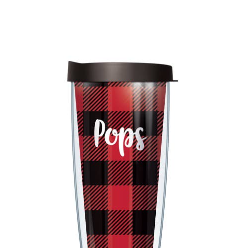 Pops on Red and Black Buffalo Plaid Tumbler for wholesale by FREEHEART