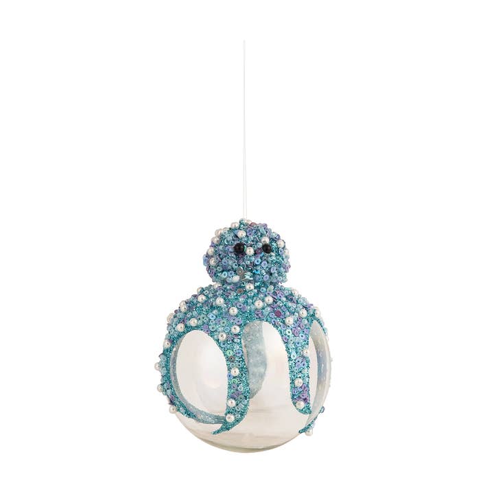 Christmas Blue Shimmer Octopus Ornament for wholesale by C&F Home