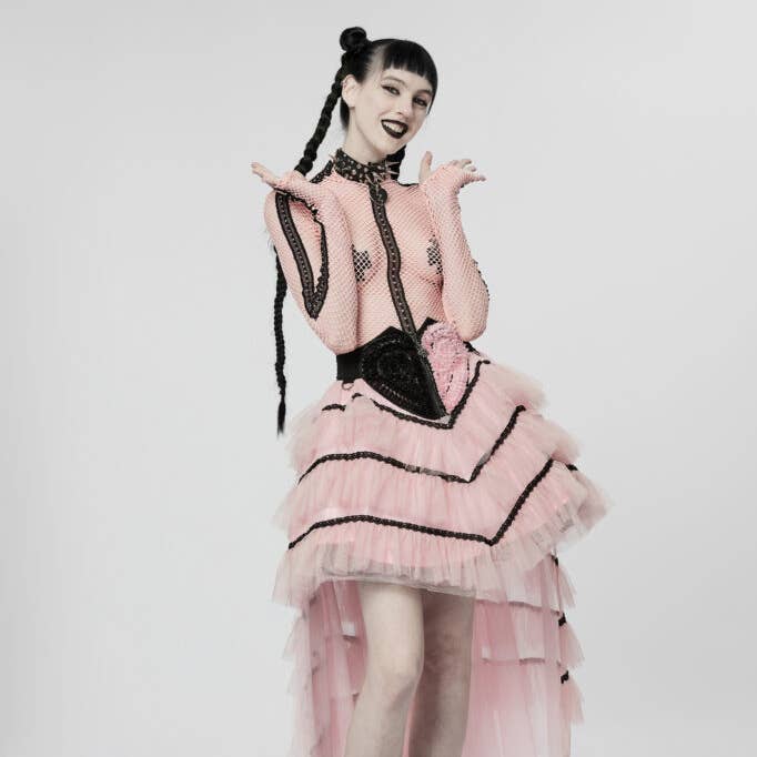 WLQ105 - Falda gótica en capa con volantes y corazón bordado para venta al por mayor de Western Fashion