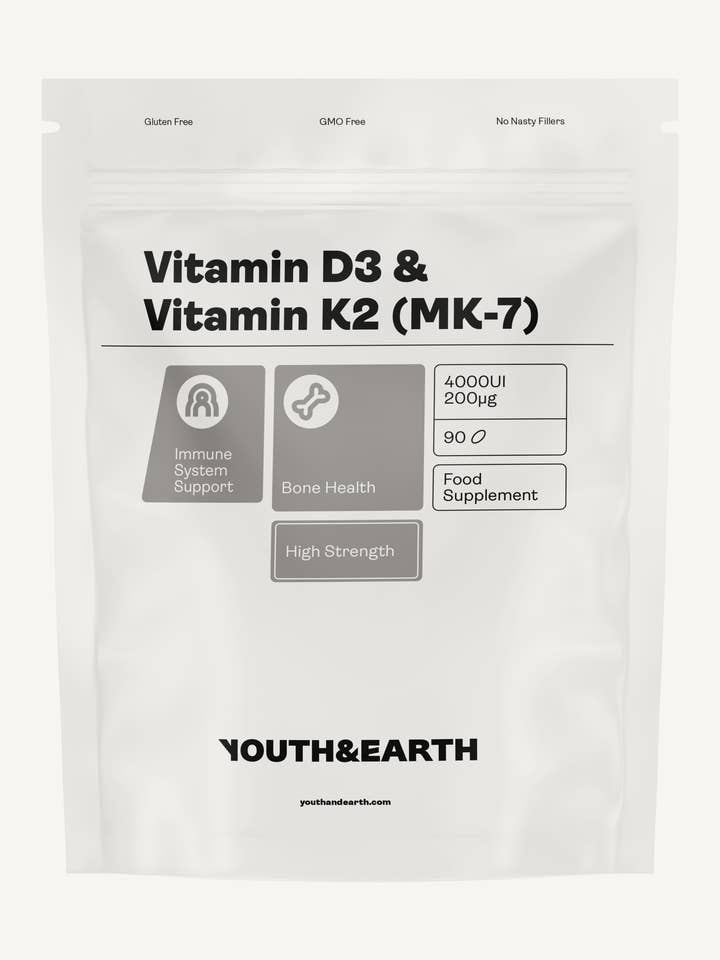 Vitamin D3 4000IE + K2 200mcg x 90 Weichkapseln (3 Monate Vorrat) für den Großhandel von Youth & Earth