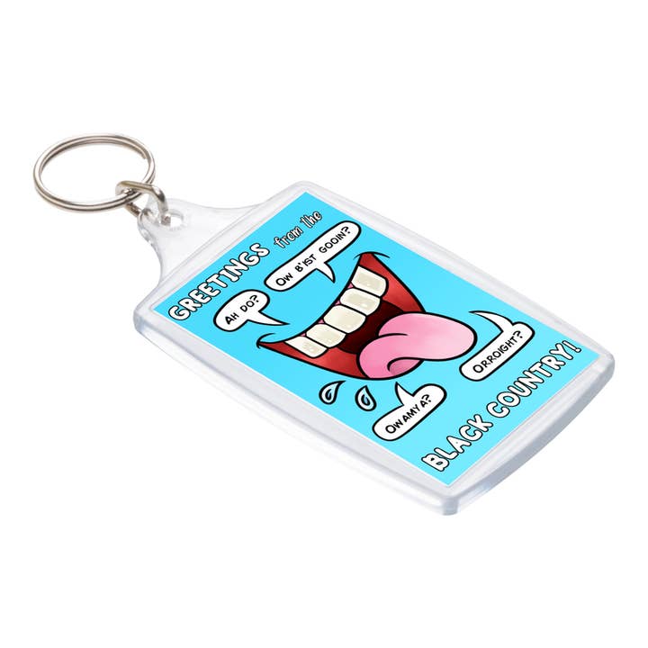 Saluti dal Paese Nero! Portachiavi per la vendita all'ingrosso da parte di Black Country Cards