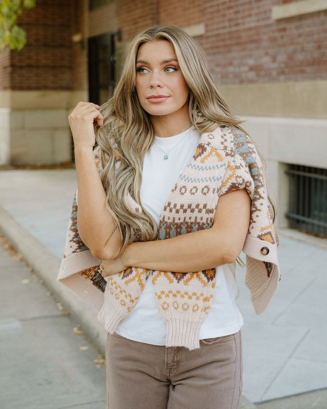 Kaki Cardigan à col en V avec boutons Lone Star en vente sur Faire5