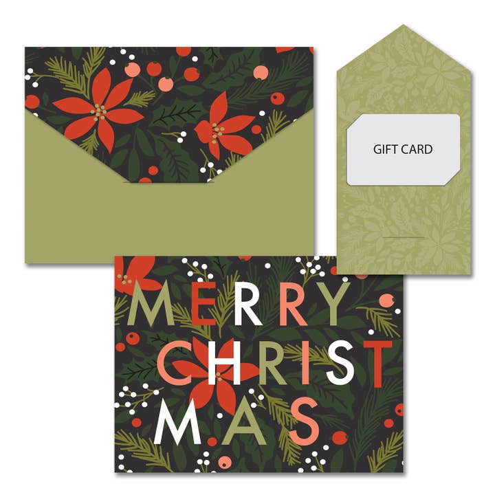 Masterpiece Studios - Vente Cartes de Noël - Porte-carte-cadeau floral de Noël