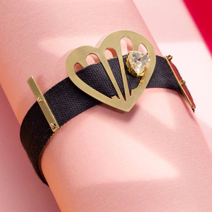 Pulseira Freia com Fita Azul-Marinho por atacado de Susi di Re