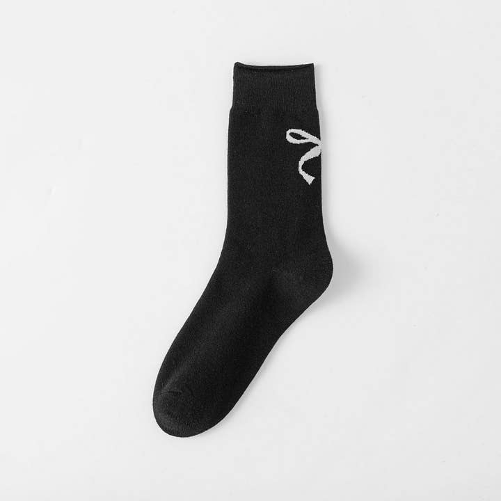 ACCITY - Wholesale Socks - Women's - Cotton Bow Print Crew Socks_CWMS0952