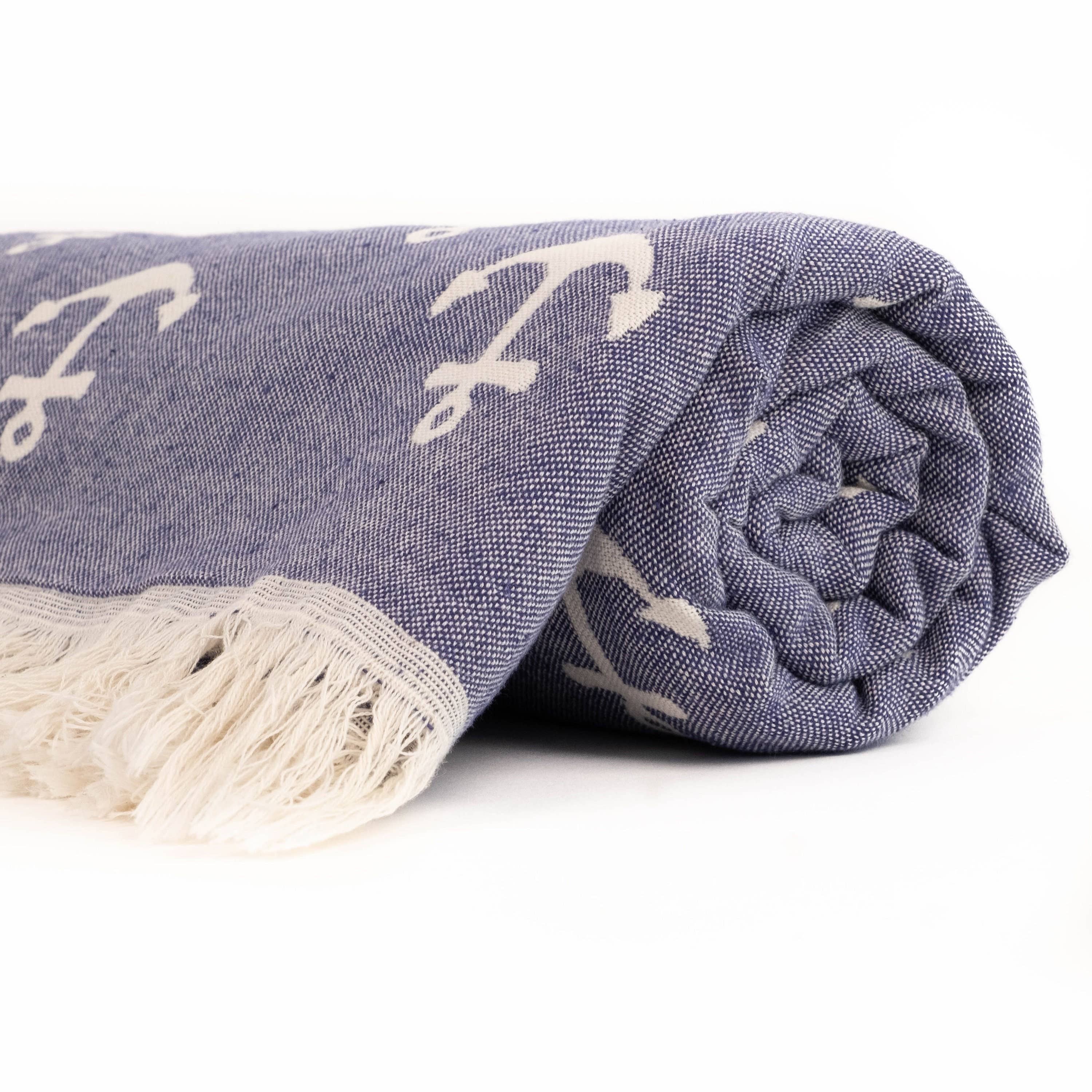Kalkedon Towels - Vente Serviette de plage - Serviette de plage turque double face motif ancre8