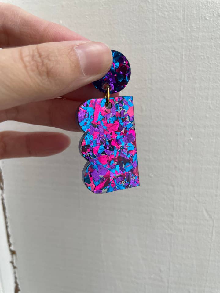 Blauwe Paarse Glitters Oorbellen voor wholesale door Le Strict Maximum