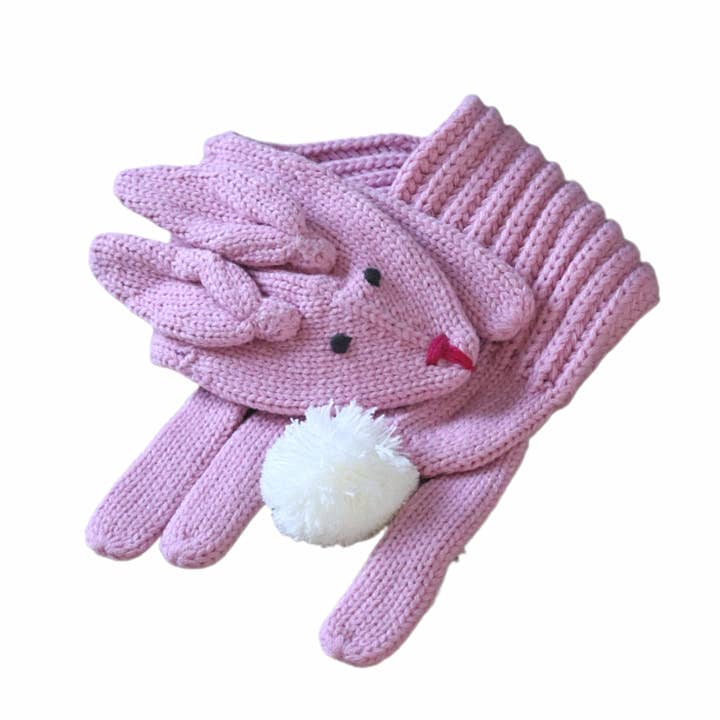 Kids Bunny Rabbit Scarf - One Size - Pink for wholesale by Peppercorn Kids