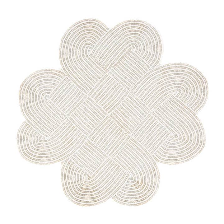 Tischsets mit Knotenmuster, Weiß/Silber für den Großhandel von Von Gern Home