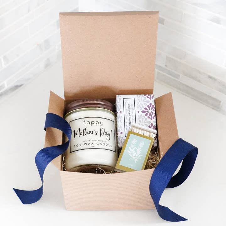 The Little Flower Soap Co - Wholesale Bath & Body Set - Mother's Day Candle and Soap Gift Set - Gift for Mom