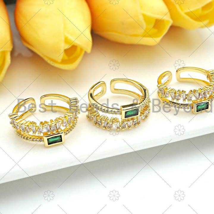 Bague fantaisie émeraude CZ Statement, Sku #X188 pour la vente par BestBeads&Beyond