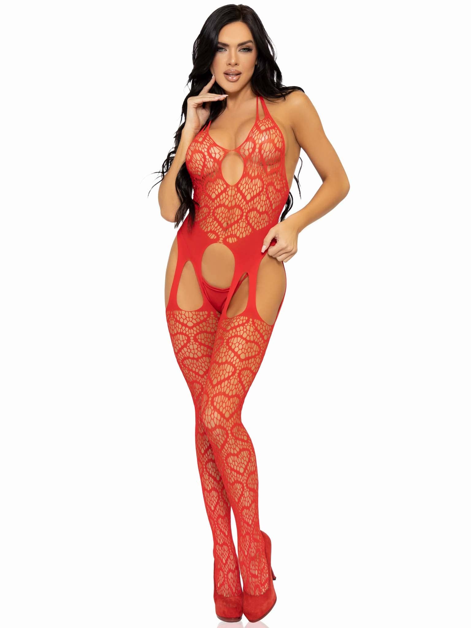 Leg Avenue - Wholesale Lingerie Set - Women's - Love Hangover Heart Net Bodystocking9