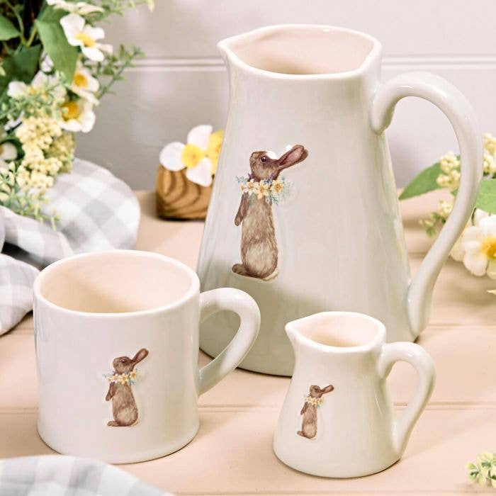 Langs - Wholesale Coffee Mug - Stoneware Embossed Rabbit With Flowers Mug1